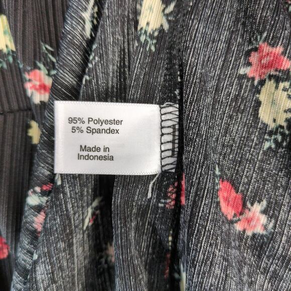 NWT Lane Bryant Black Floral Button Up Shirt Women's Plus Sz 26/28 Slinky Flowy - Picture 7 of 10